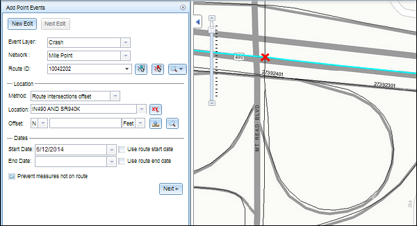 Adding point events by referent offset