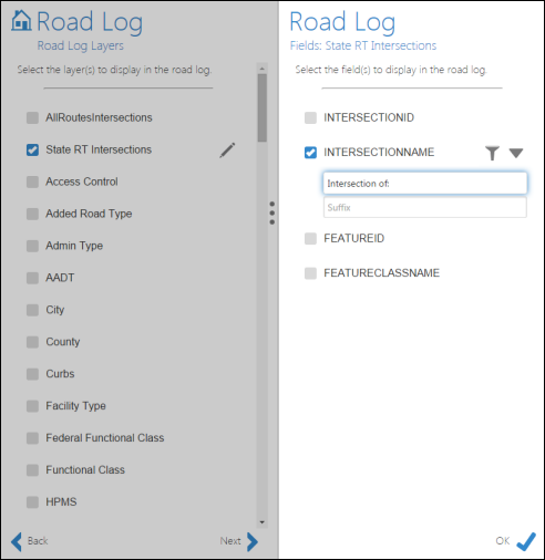 Choose the field from the selected layer to report on